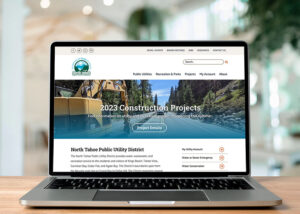 A laptop with the North Tahoe Public Utility District website displayed