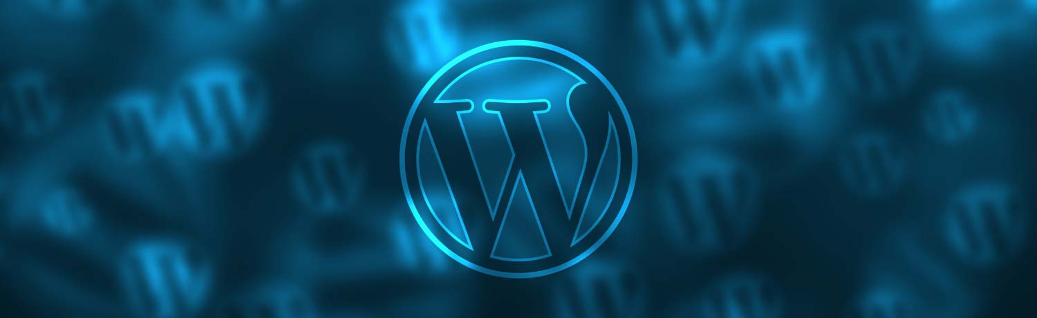 WordPress badge on blue background